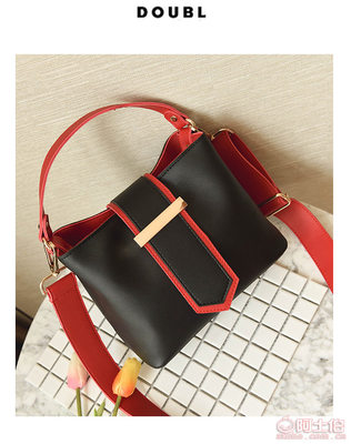 【是包包女2017新款斜挎包韓版時尚百搭寬肩帶水桶包女拼色手提單肩包XIX8984】保定白溝新城麥麥箱包加工廠 - 產(chǎn)品庫